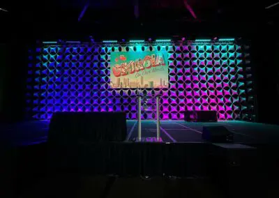 the stage setup for a conference or event using the theme "GEORGIA On Our Minds